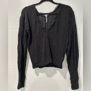 NWOT Free People Sheer Long Balloon Sleeves Top